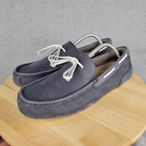 UGG Chester Men's Size 11 Navy Leather Sheepskin Moccasin Loafers Slip‎ On